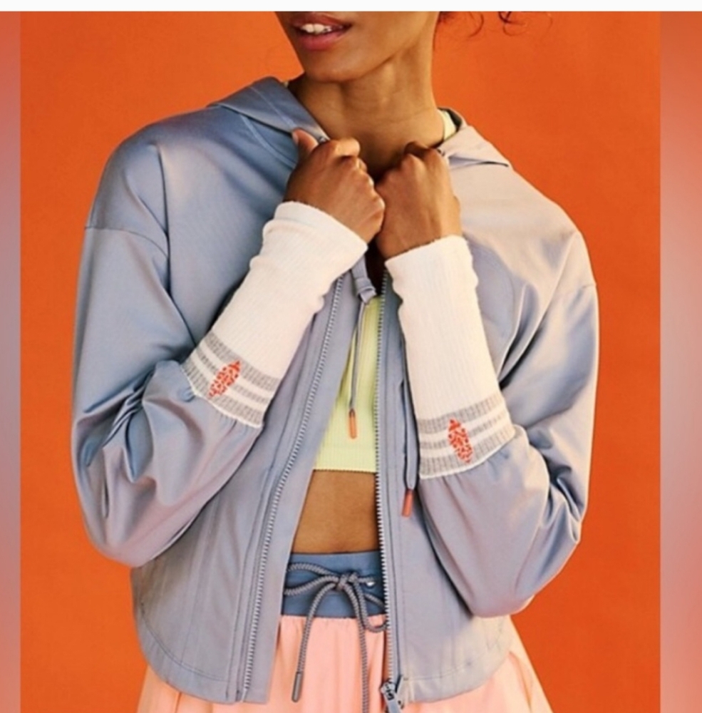NEW Free People Movement SOCK IT TO ME Layer Corset Hoodie Top in Blue Xs L $148 - Picture 3 of 10